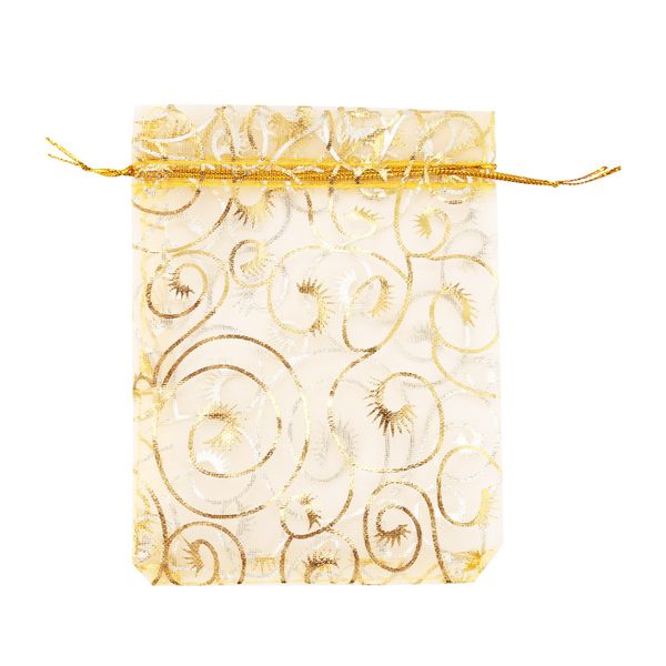 100pcs Champagne Eyelash Organza Drawstring Pouches Jewelry Party Wedding