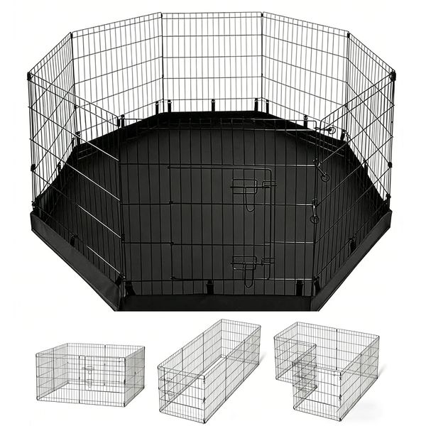 Foldable DIY Metal Dog and Pet Exercise Playpen Pet Cage with Bottom Pad