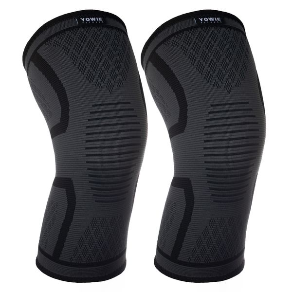 Yowie - Knee Compression Sleeve for Sports &amp; Recovery - 1 Pair - Grey