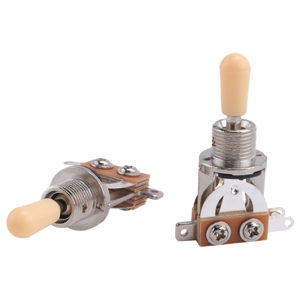 3 Way Short Straight Guitar Pickup Switch Silver &amp; Beige - Pack of 2