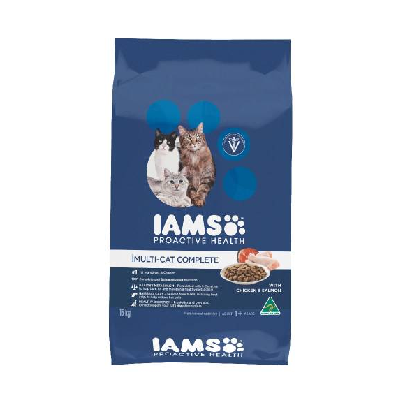 Iams Cat Food Adult Multi Cat Chicken &amp; Salmon (15kg)