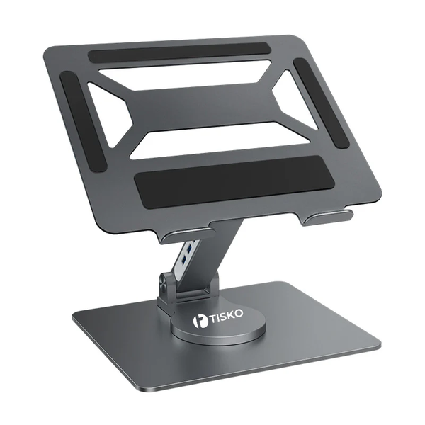 TISKO 360 Rotating Metal Steel Laptop Stand with USB C Dock