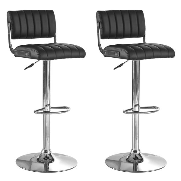 Bar Stools / Swivel Kitchen Counter Chairs - Set of 2 – Black Colour
