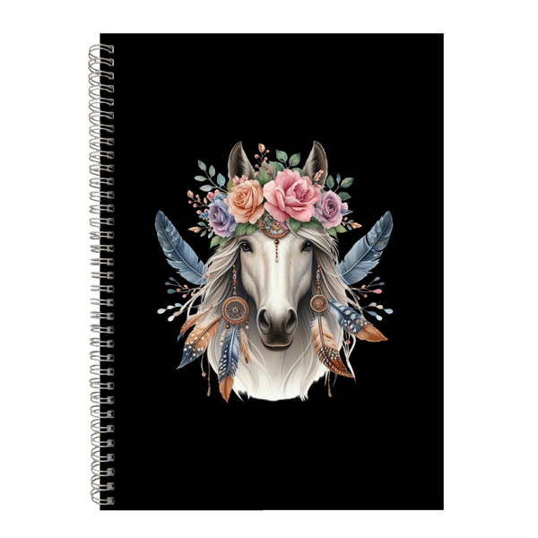 Floral Boho Horse Gift Idea Writing Book Notepad Notebook A4 503 34