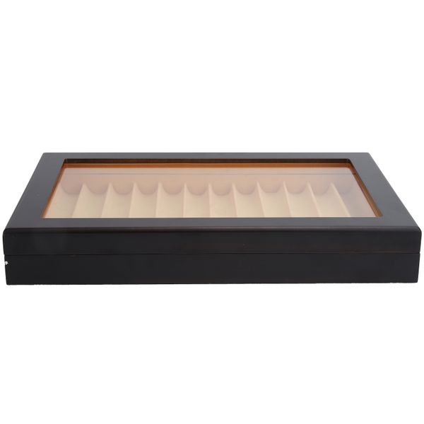 12-Pen Black Wooden Fountain Pen Display Case Gift Box