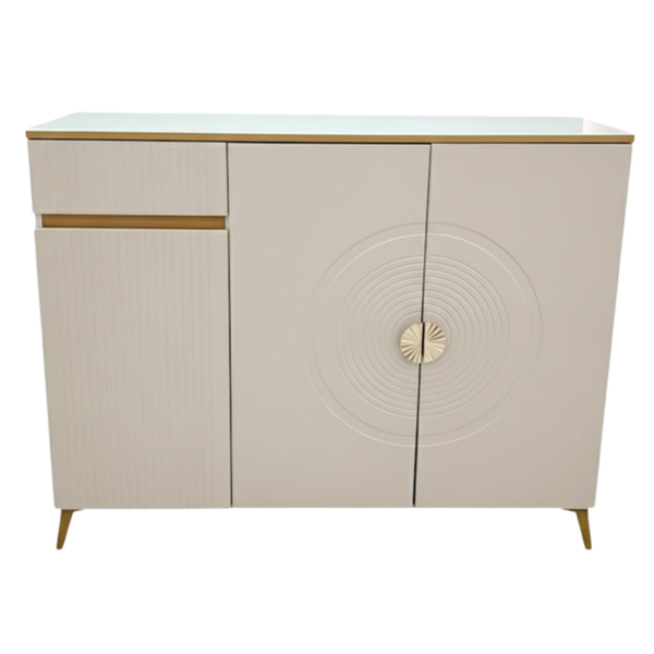 Modern Cream &amp; Gold Geometric Sideboard - Luxury Buffet Cabinet 6112#