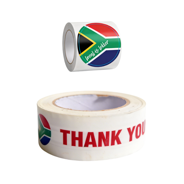 2PK South Africa Packaging Combo 100m Thank You Tape SA Sticker Roll 300pc
