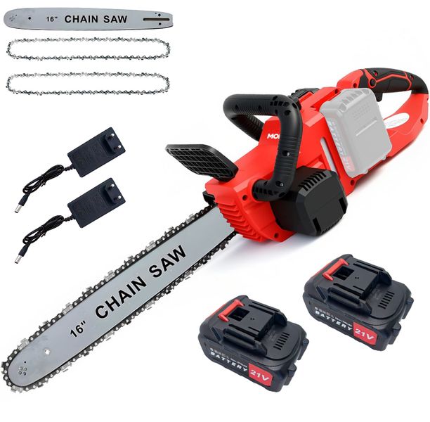 16" Brushless Cordless Chainsaw 21V 2 x 3000mAh Lithium-ion Batteries 1200W