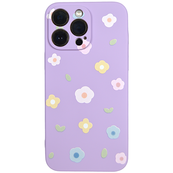 Purple - Phone Case with Small Flowers &amp; Pro Cam for iPhone 14 Pro Max