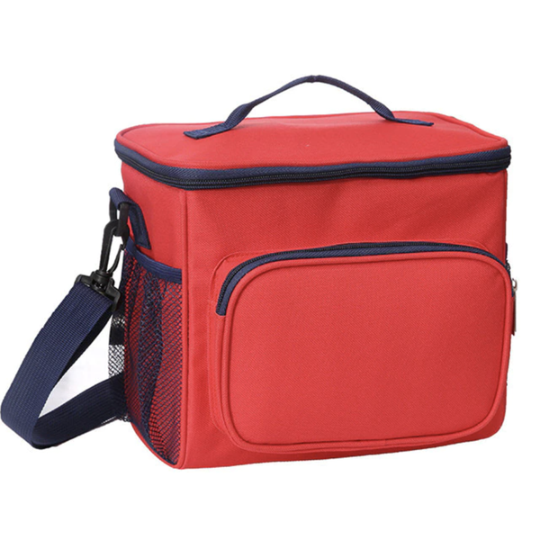 Thermal Insulated Cooler Bag with Strap - Red &amp; Navy