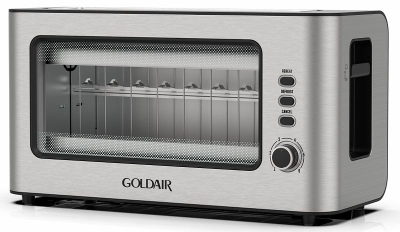 Goldair 2 slice Stainless steel toaster with glass window. 1000W