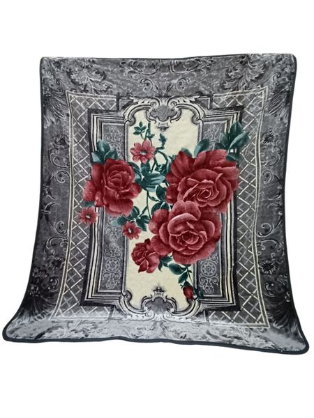 SMTE 1-Ply Blanket Floral Frame Design - 187cm x 226cm JY-B02