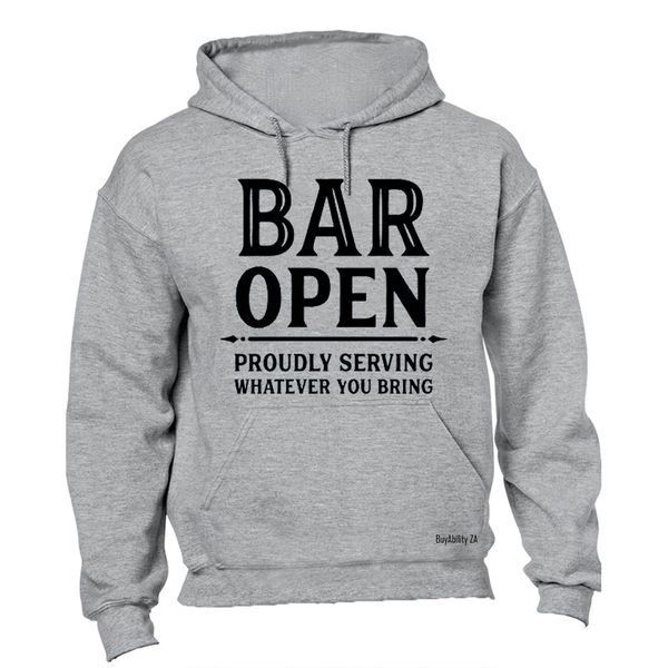 Bar Open - Mens - Hoodie - Grey