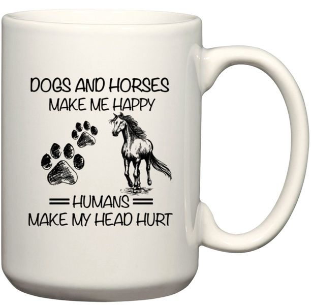 Dogs and Horses Make Happy Gift Coffee Mug