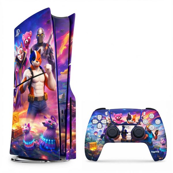 Skin Compatible with PS5 Slim (Disc): Fortnite Neon cyber arena