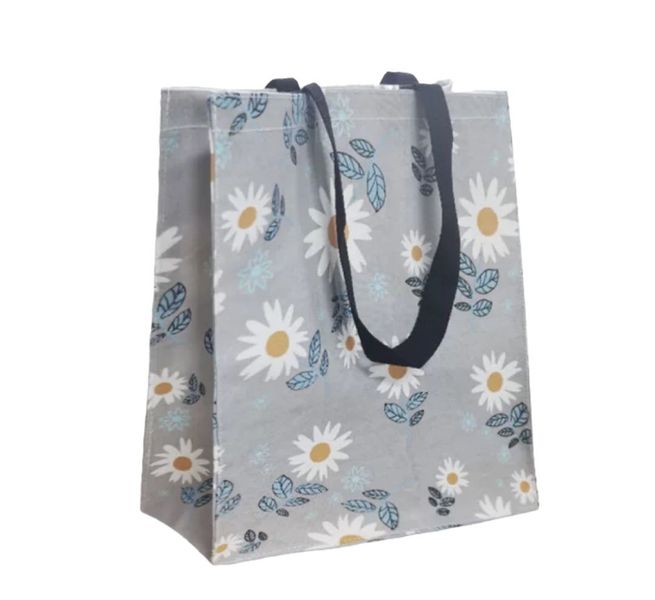 Heavyweight Daisy Print Cotton Fabric Tote Food Carrier Bag Shopping Bag