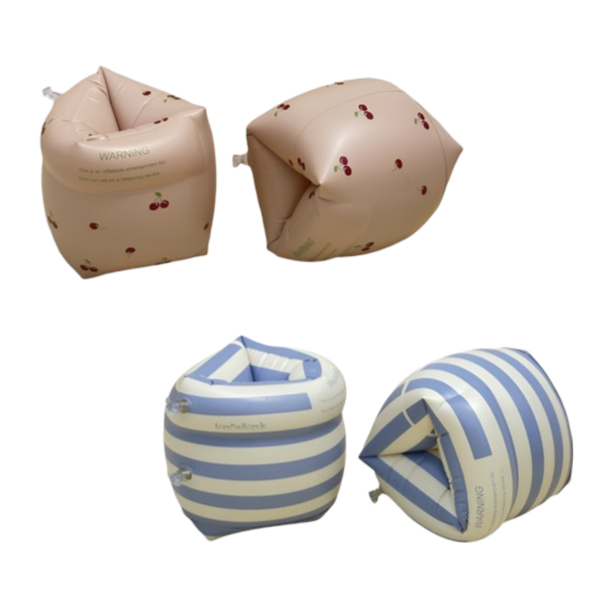 Swim Floating Arm Bands Set of 2 - Vintage Cherry &amp; Retro Striped Blue