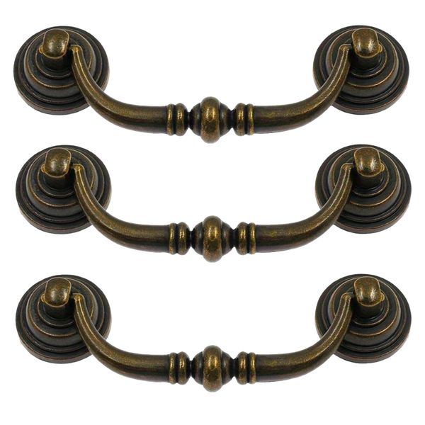 Tool DIY Vintage-Style Zinc Alloy Pull Cabinet Handles Set of 3 - 12.5cm