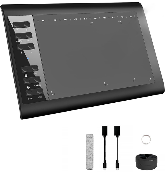 Graphics Drawing Tablet with Level Pen &amp;12 Hot Keys, Compatible with PC/Mac