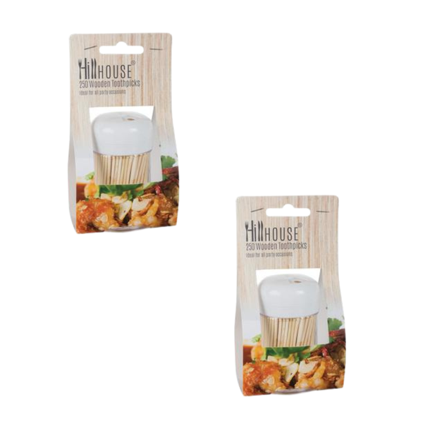 Hillhouse - Toothpicks Wooden 250 Piece In-Holder - 2 Pack