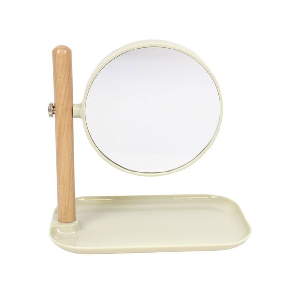 Bathroom Solutions - Make Up Mirror On Stand - 22x14x23 Cm - Cream
