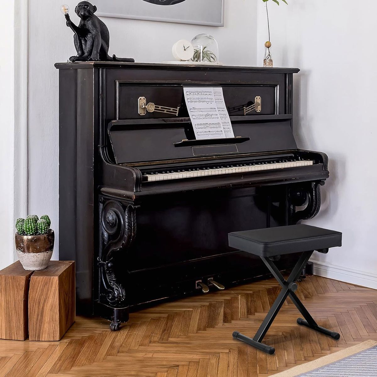 4-Position X-Style Keyboard Stool Piano Bench Musicians Bench(up
