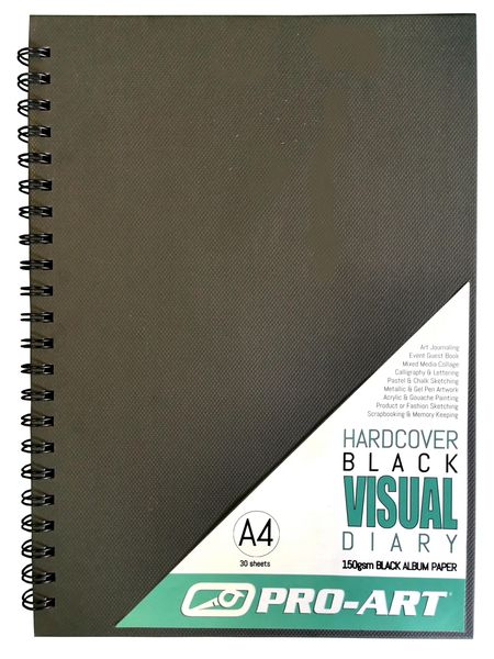 Pro-Art Hardcover Black WIRO Visual Diary A4 - 150gsm - 30 Sheets