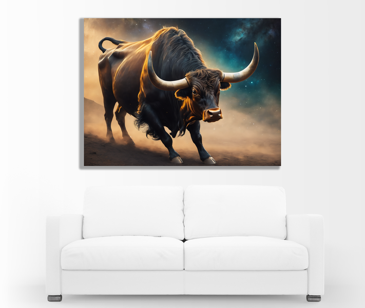 0174 Charging Art Bull Canvas Wall Art