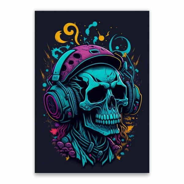 Skull Head Phones - A1 Poster