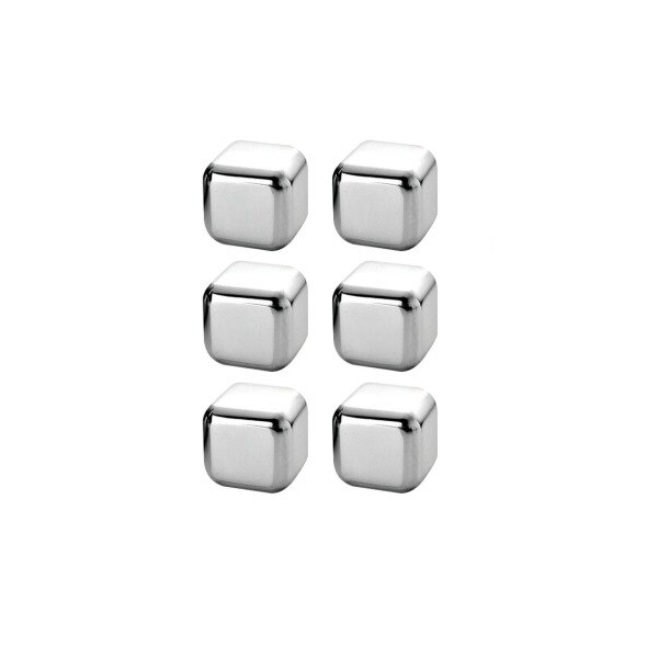 Pack Of 6 Reusable Stainless Steel Ice Cube - Silver