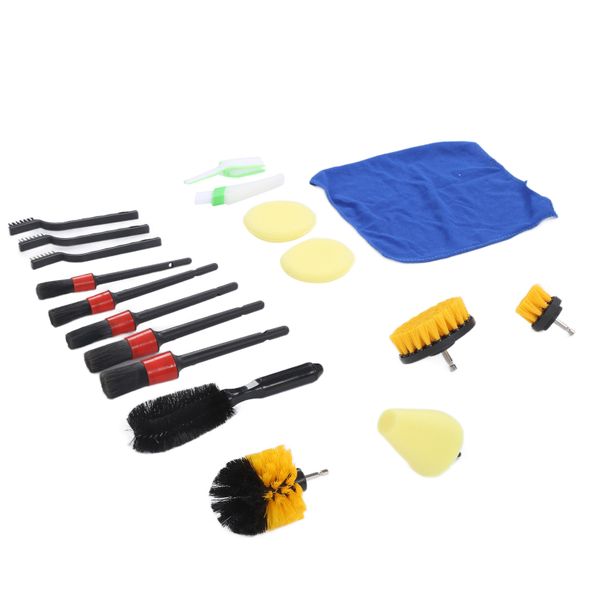 Car Detailing Brush Set 18pcs for Air Conditioner Tire Wheel
