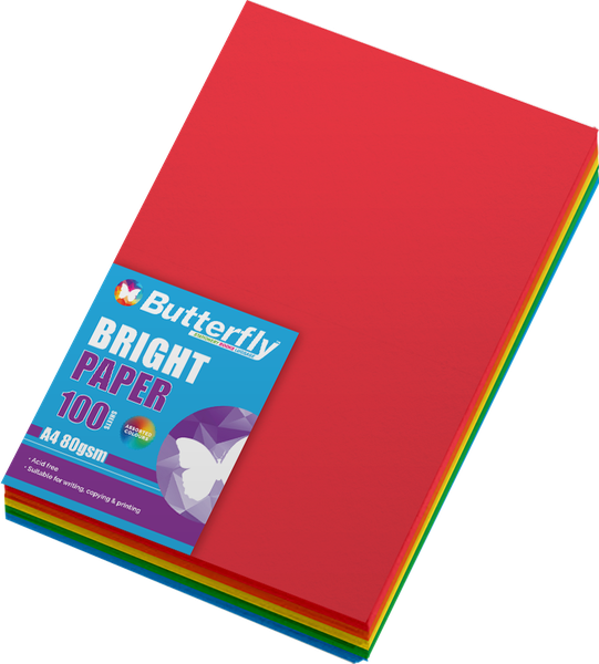 Butterfly A4 Bright Paper 100'S - Assorted