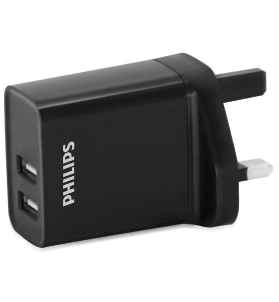 Philips Dual USB Wall Charger 3.4A with max 17W Plus SA Convertor