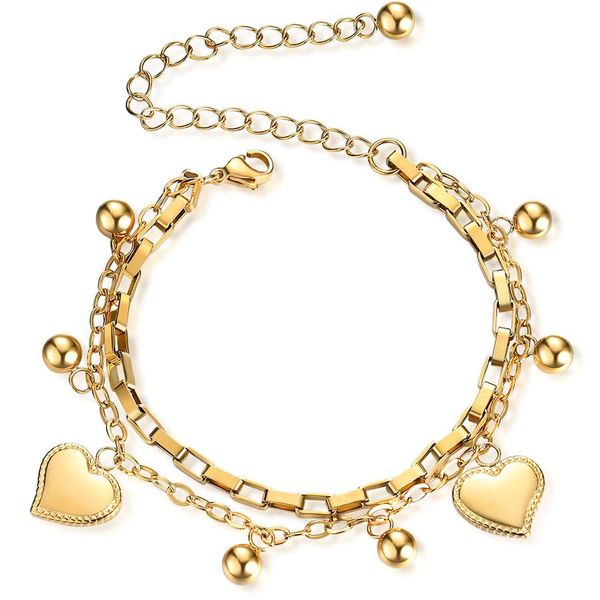 Double Chain Heart charm bracelet – Silver