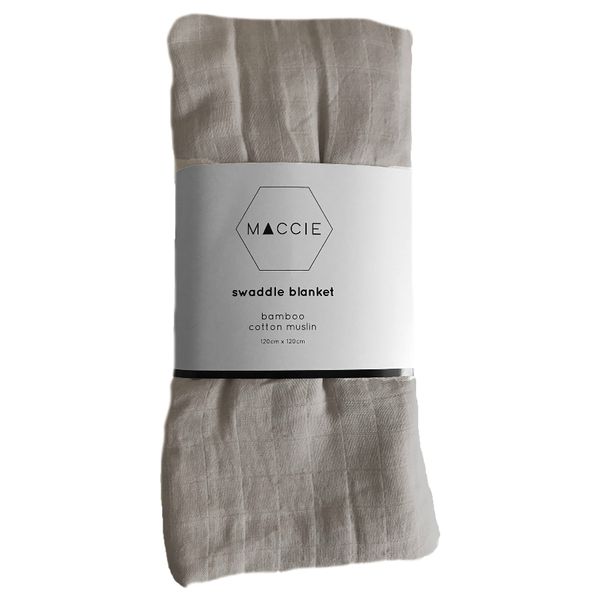 MACCIE Grey Bamboo Baby Muslin Swaddle