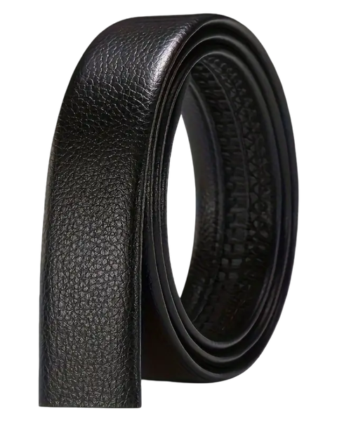 130cm Plain Classy Ratchet Black Leather Belt without Buckle