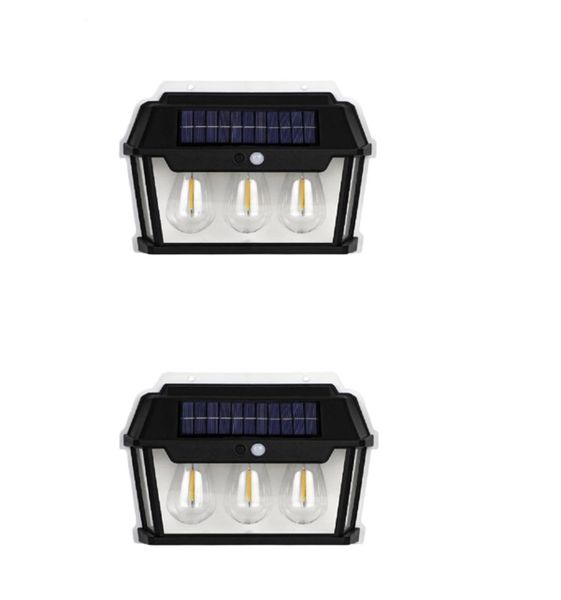 2 Pack Triple Solar LED Interaction Wall Lamp 38W Waterproof