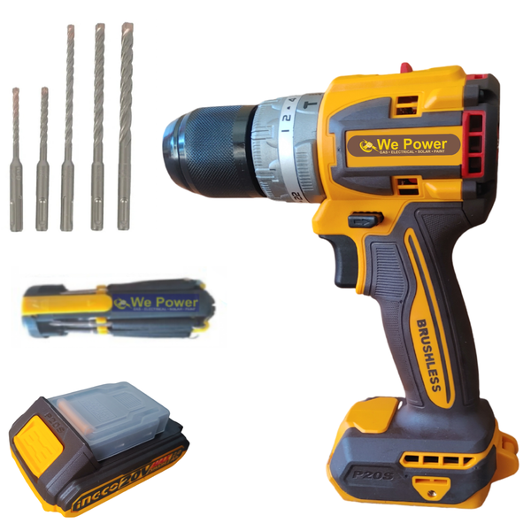 Drill Impact Cordless Lithium-ION With Five Drill Bits Free Screwdriver
