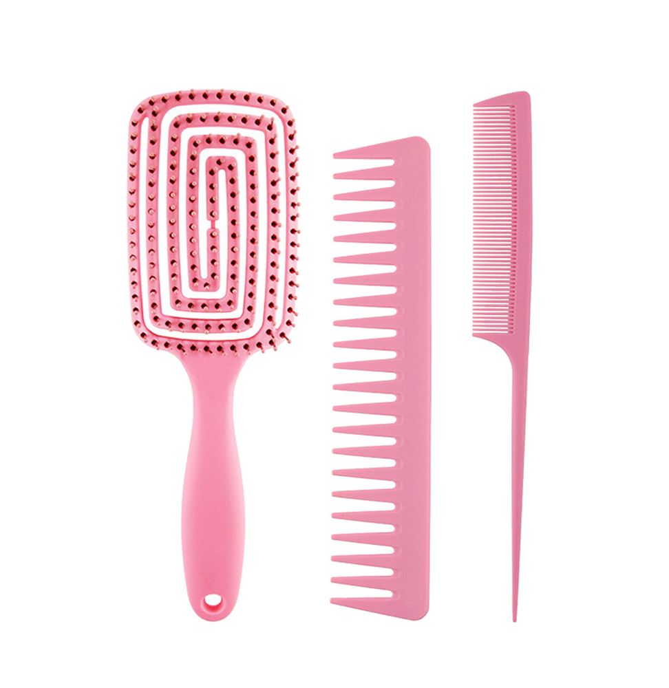 3 Pieces Wet Dry Use Detangling Brush Hair Comb Set - Pink | Shop Today ...