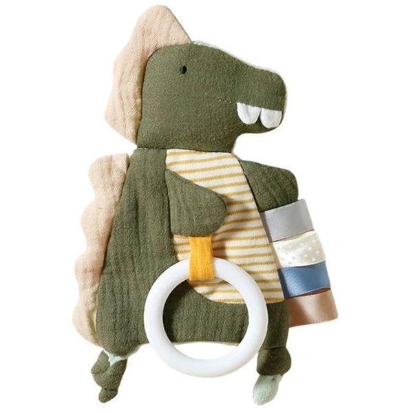 Sensory Toy Dinosaur Teething Ring &amp; Ribbons Soft Plush Baby Toy 0+ Months