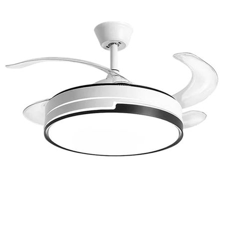 White Retractable Ceiling Fan With Led