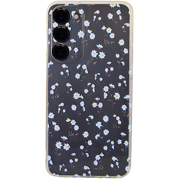 Clear Phone Case with Tiny White Flowers compatible with Samsung S23+