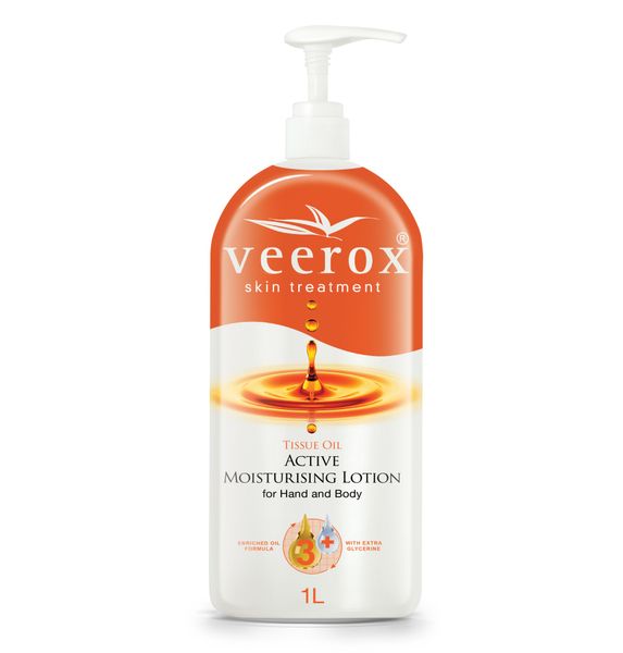 Veerox Active Moisturising Lotion with Tissue Oil - 1 Litre Pump