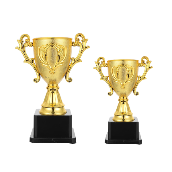 2PK Elegant Gold Award Trophy Cup - Achievement Trophy 18x13cm &amp; 14.5x10cm