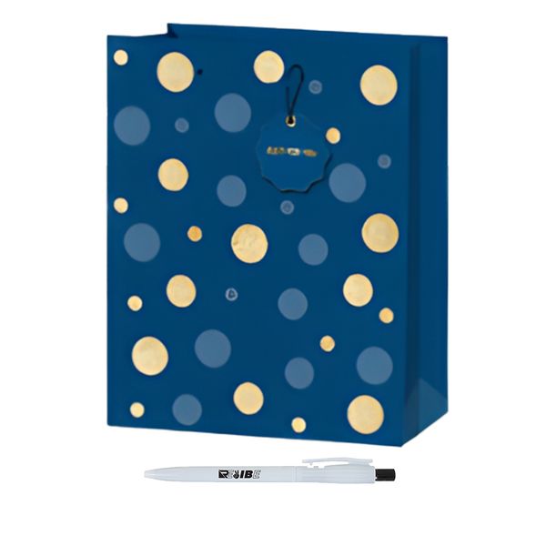 4Pack Assorted Colors Gold Polka Dots Sturdy Gift Bags With ReVibe Pen