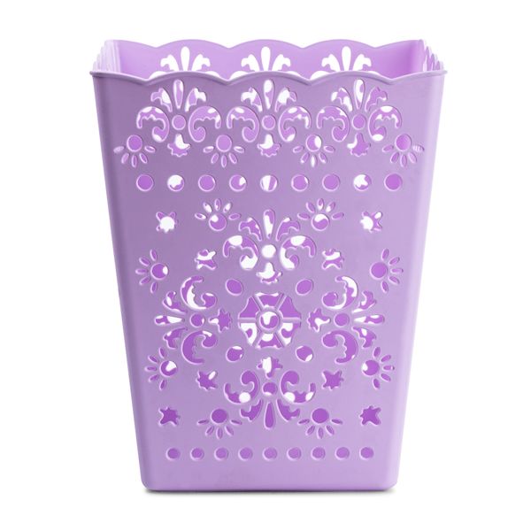 Trash Can - Patterned Waste Basket - Square - Purple