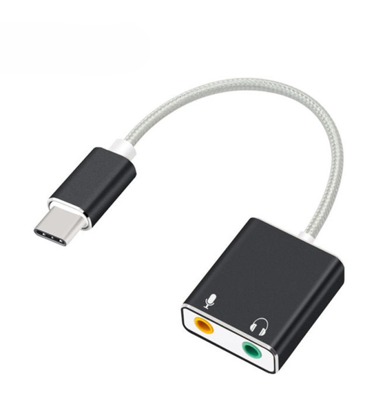 Type C Sound Card Adapter with 3.5mm Audio &amp; Mic Jack, Plug &amp; Play