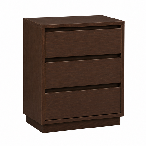 3 Drawer Modern Bedside Table with Nightstand Pedestal Cabinet Dark Brown