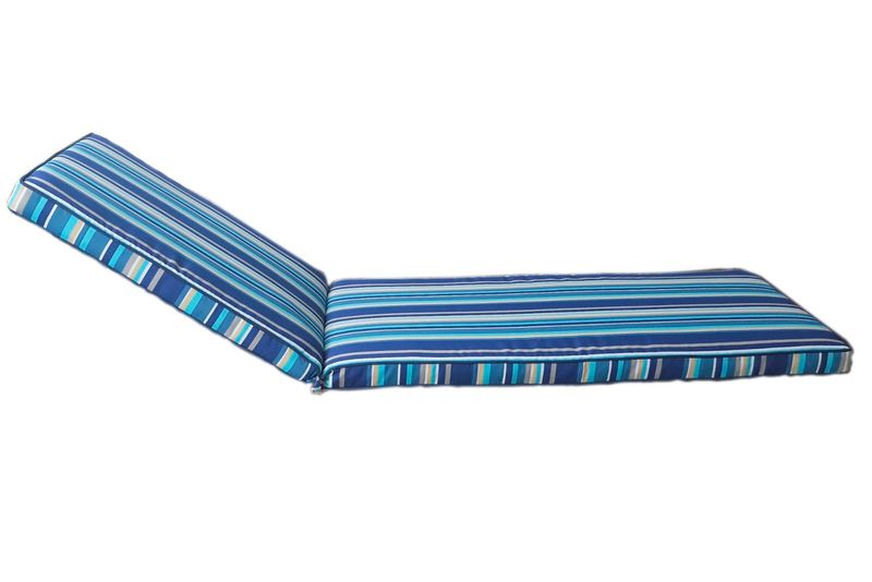 Seated By Jenkie Blue Striped Thick Outdoor Lounger Cushion (190x60cm)