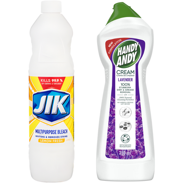 Jik Multipurpose Bleach 750ml + Handy Andy Cream 750ml